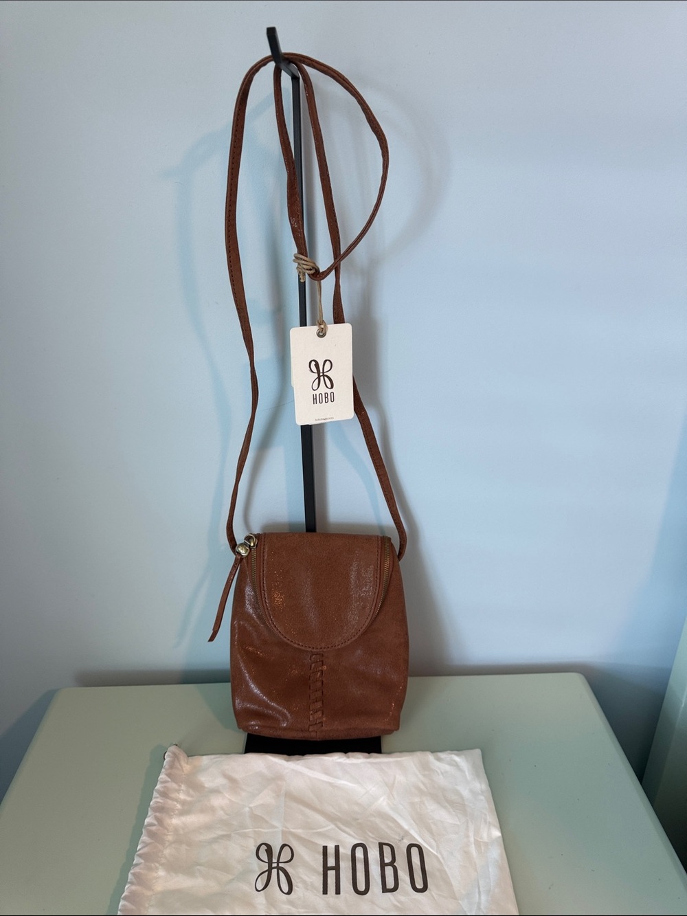 HOBO Chestnut Brown Leather Crossbody with Flap